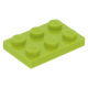 LEGO lapos elem 2x3, lime (3021)
